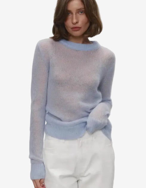 Candy Pastels Sheer Crew Neck Lightweight Knit Top