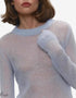 Candy Pastels Sheer Crew Neck Lightweight Knit Top