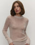 Candy Pastels Sheer Crew Neck Lightweight Knit Top Khaki / L
