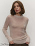 Candy Pastels Sheer Crew Neck Lightweight Knit Top Khaki / L