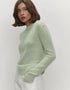 Candy Pastels Sheer Crew Neck Lightweight Knit Top Light Green / L