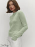 Candy Pastels Sheer Crew Neck Lightweight Knit Top Light Green / L