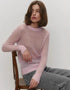 Candy Pastels Sheer Crew Neck Lightweight Knit Top Pink / L