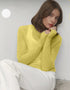 Candy Pastels Sheer Crew Neck Lightweight Knit Top Yellow / L