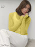 Candy Pastels Sheer Crew Neck Lightweight Knit Top Yellow / L