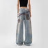 Women's American-style Retro 3D Printed Washed Wide-leg Pants