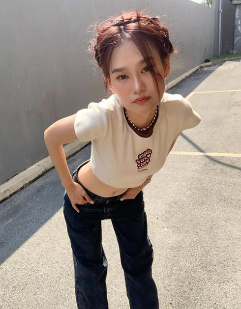 Letter Print Crop T-Shirt