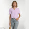Comfortable Breathable V-neck Puff Sleeve Elegant Short Sleeve T-shirt Light Purple / L T shirt