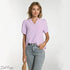Comfortable Breathable V-neck Puff Sleeve Elegant Short Sleeve T-shirt Light Purple / L T shirt