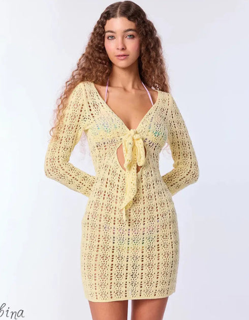 Crochet Chic Mini Dress – Hot Girl Style Hollow Out Summer Dress
