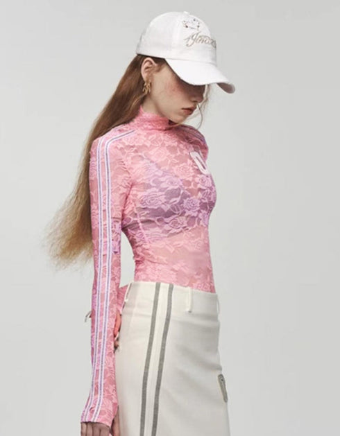 Embroidered Lace High-Neck Top