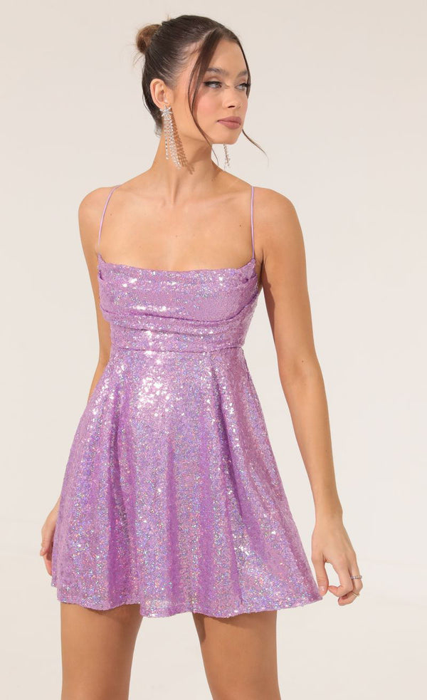 Sexy Strappy Sequin Bow Contrast-color Dress For Women