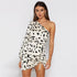 Cow Print One-Shoulder Mini Dress