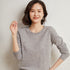 Ladies Solid Color Round Neck Long Sleeve Pullover Sweater