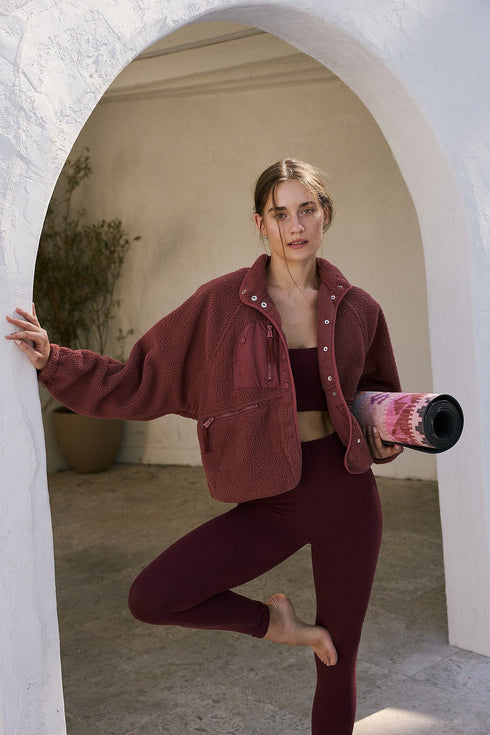 Lambswool Stand Collar Loose Fit Jacket