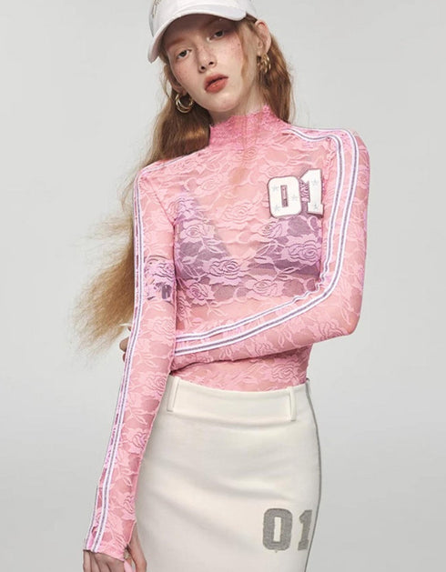 Embroidered Lace High-Neck Top