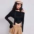 Sweet And Spicy Style Sexy T-shirt Autumn And Winter Off-shoulder Design Short Top