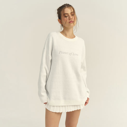 Letter Print Cozy Knit Sweater