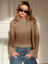 Asymmetric Turtleneck Top with Flared Long Sleeve