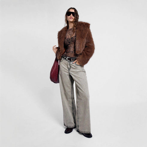 Leopard Mesh Slim-Fit Top