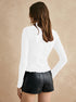 Slim Fit Textured Button-Up Long Sleeve Blouse