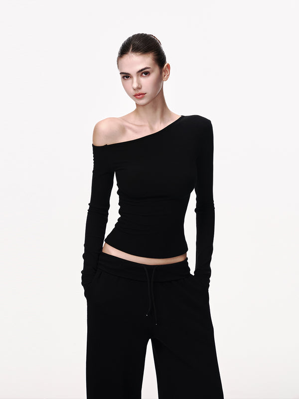 Asymmetric Neck Slim Top