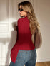 Asymmetric Turtleneck Top with Flared Long Sleeve