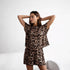 Leopard Print Short Sleeve Suit For Women