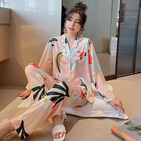 Women'S Ice Silk Long Sleeve Home Service Autumn and Winter