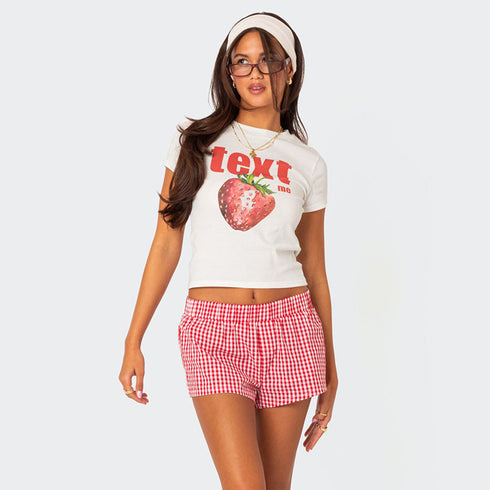 Berry Graphic Crop Tee