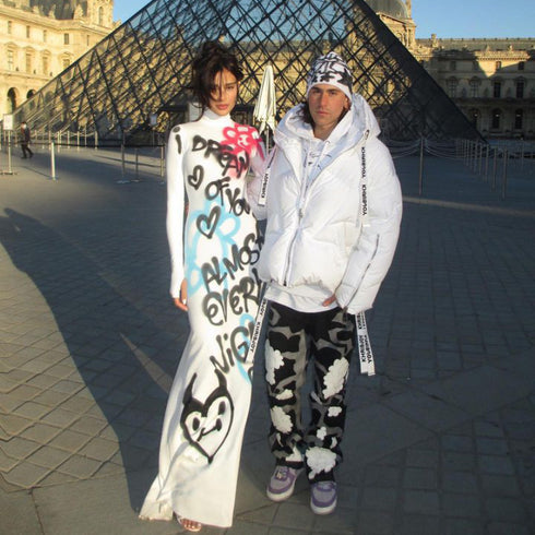 Women's High Collar Color Block Print Bodycon Dress