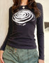 Vortex Print Slim-Fit Long Sleeve Top