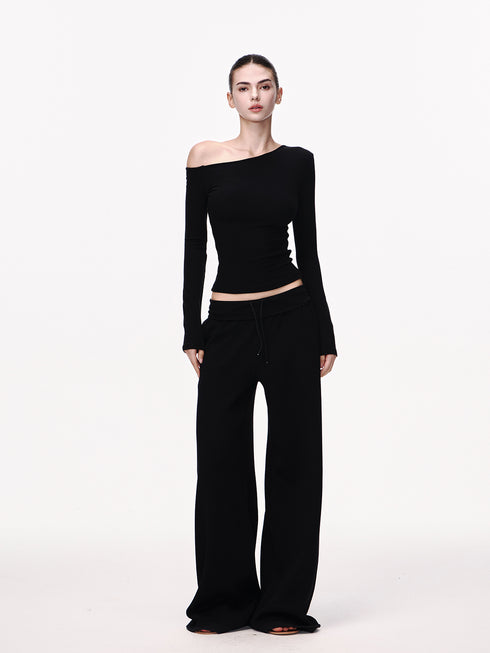 Asymmetric Neck Slim Top