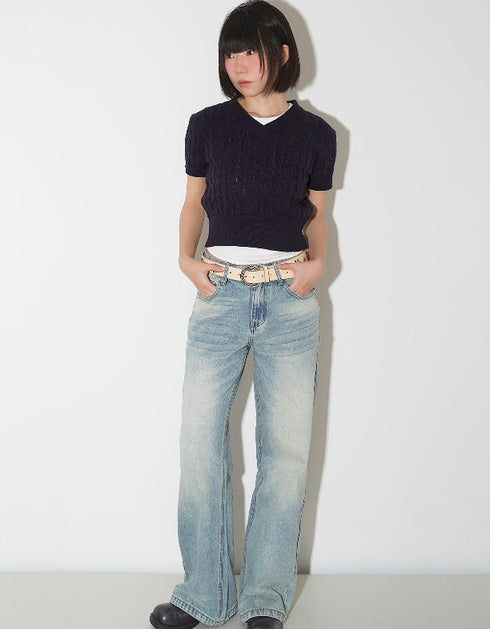 Wide-Leg Denim Pants