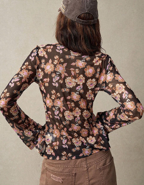 Floral Sheer Long Sleeve Top