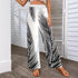 Leaf Print Wide-Leg Pant