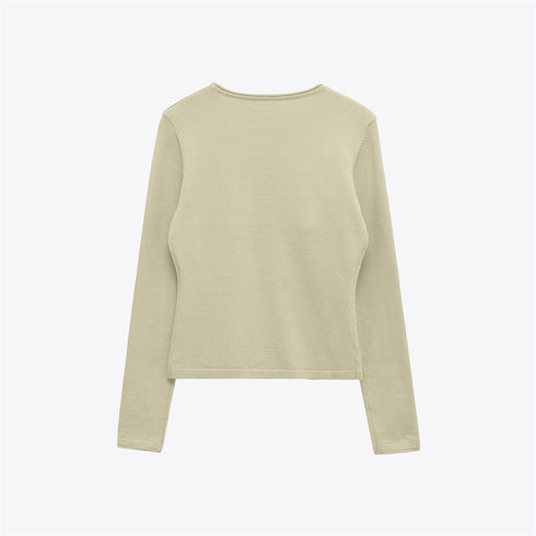 Women's Round Neck Floral Embellished Knit Sweater