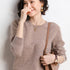 Ladies Solid Color Round Neck Long Sleeve Pullover Sweater