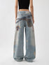 Women's American-style Retro 3D Printed Washed Wide-leg Pants