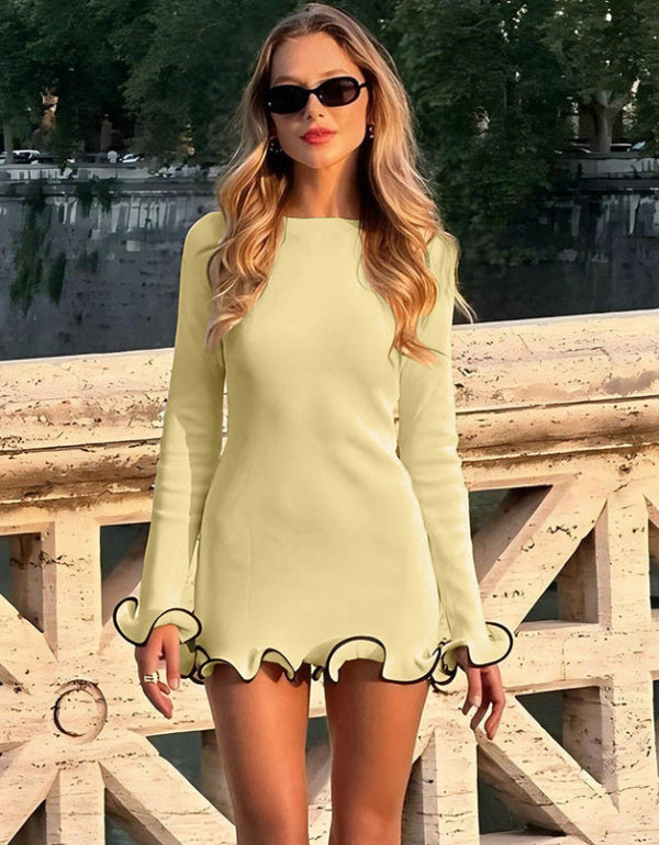 Wave-Trim Body-Fit Mini Dress