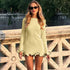 Color-blocking wavy ruffled dress