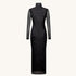 Elegant Mesh Double-layer Printed Crew-neck Long-sleeve Dress