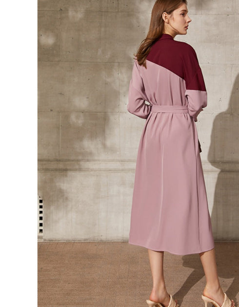 Contrast Color A-Line Midi Dress