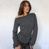 Asymmetrical Collar Long Sleeve Top