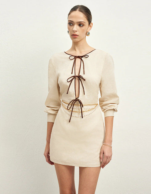 Lace-Up Backless Mini Dress