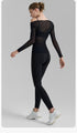 Oblique Shoulder Mesh Yoga Shirt Pleated Sports Top