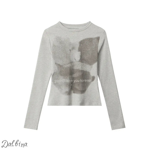 Little Bear American Retro Shoulder Sleeve Design Floral gray / S