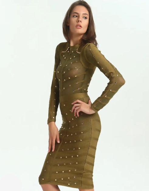 Molten Gold Bodycon – Dalbina After Dark Olive / L Bodycon Dress