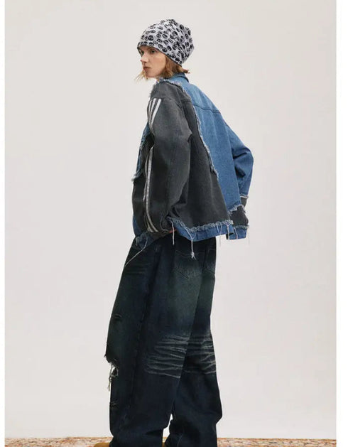 Patchwork workwear denim jacket