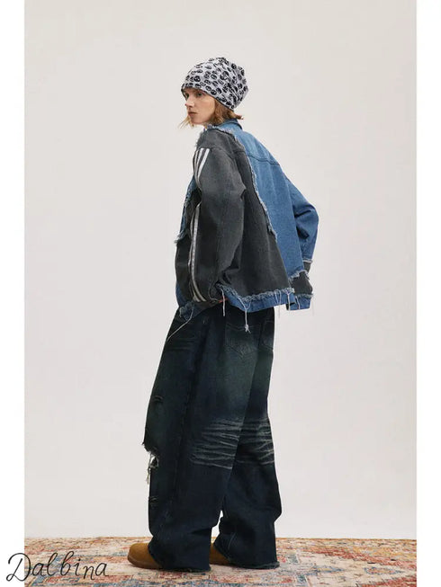 Patchwork workwear denim jacket